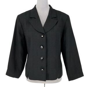 Appleseeds Jacket Petites 16P Black Woven Lined Blazer 4 Button Office Career